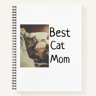 Best cat mom dad add cat photo name gift template notebook