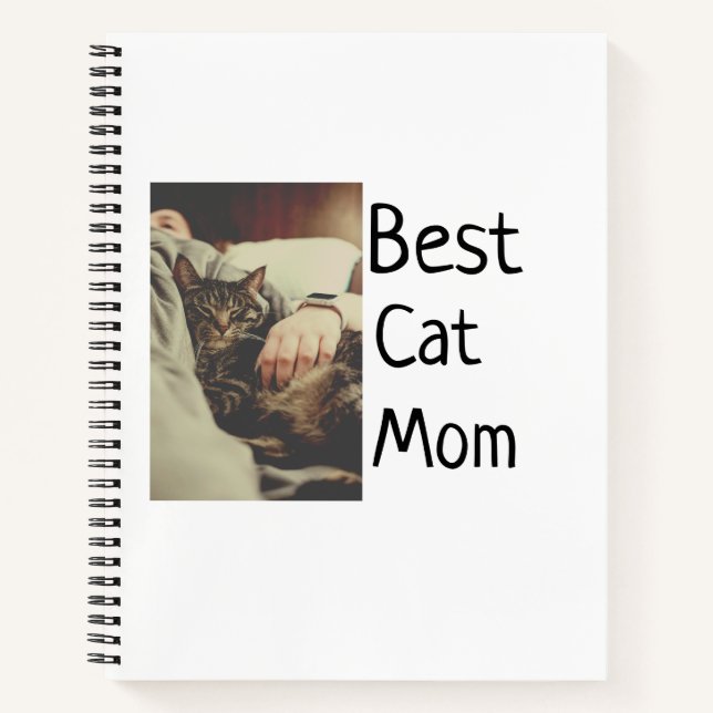 Best cat mom dad add cat photo name gift template  notebook (Front)