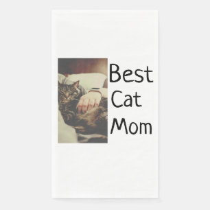 Best cat mom dad add cat photo name gift template  paper guest towels