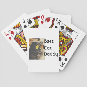 Best cat mom dad add cat photo name gift template  poker cards