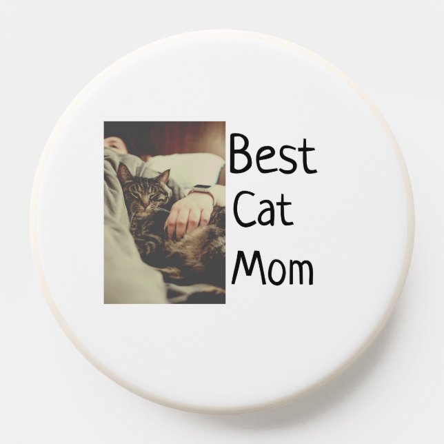 Best cat mom dad add cat photo name gift template  PopSocket (Popsocket)