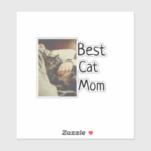 Best cat mom dad add cat photo name gift template sticker