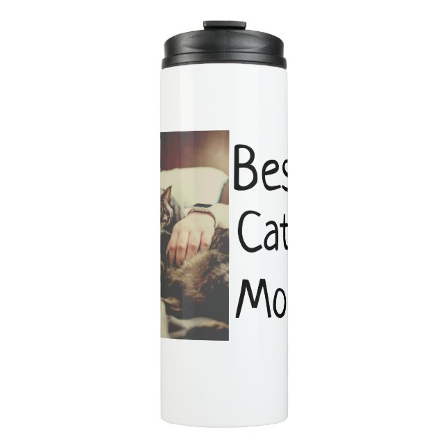 Best cat mom dad add cat photo name gift template  thermal tumbler (Front)