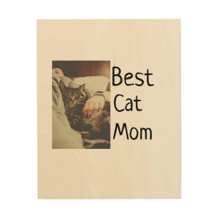 Best cat mom dad add cat photo name gift template  wood wall art