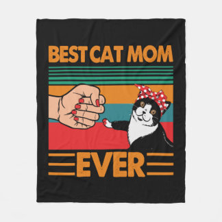 Best Cat Mom Ever Bandana Fleece Blanket