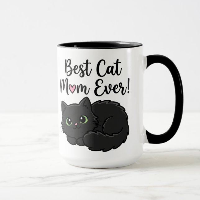 Best Cat Mom Ever Black Cat Coffee Mug (Right)