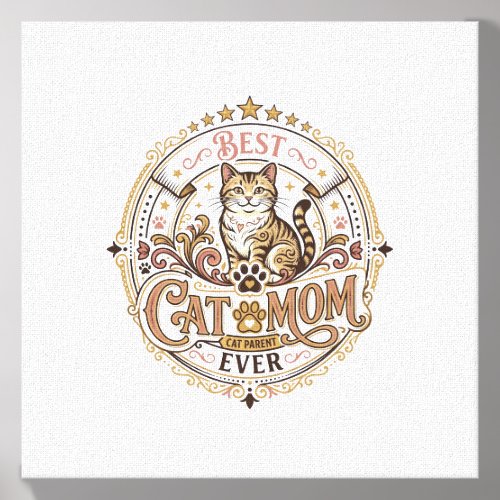 Best Cat Mom Ever Cat Mom Dad Parent Vintage Vecto Canvas Photo Tile