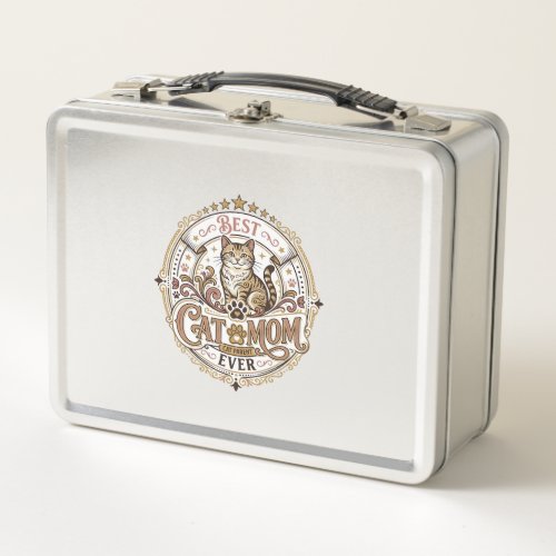 Best Cat Mom Ever Cat Mom Dad Parent Vintage Vecto Metal Lunch Box