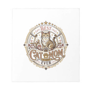 Best Cat Mom Ever Cat Mom Dad Parent Vintage Vecto Notepad