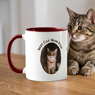 Best Cat Mom Ever Custom Funny Cute 2 Pet Photos  Mug