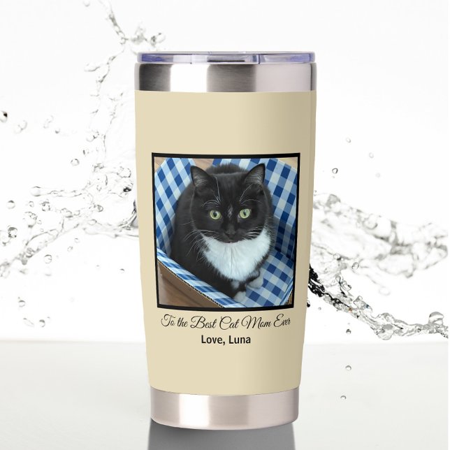 Best Cat Mom Ever Custom Photo and Text Insulated Tumbler (Creator Uploaded)