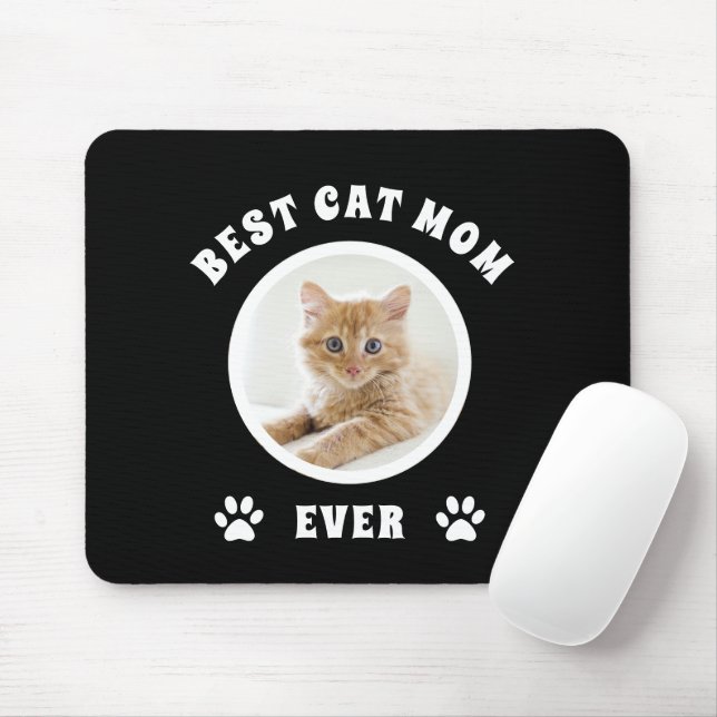 Best Cat Mom Ever Custom Photo Personalized Mouse Pad (With Mouse)