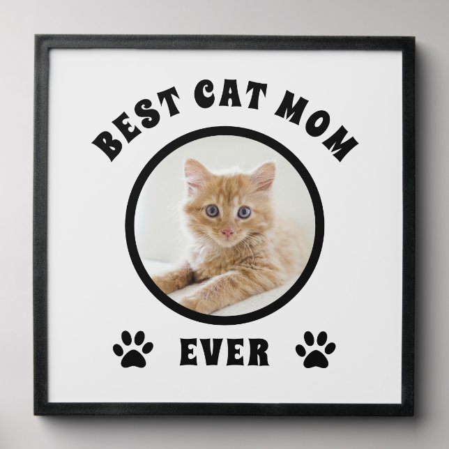 Best Cat Mom Ever Custom Photo Personalized Peel And Stick Photo Tile (Front Set)