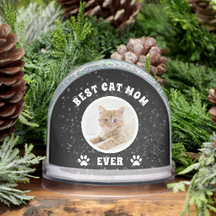 Best Cat Mom Ever Custom Photo Personalized Snow Globe