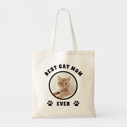 Best Cat Mom Ever Custom Photo Personalized Tote Bag