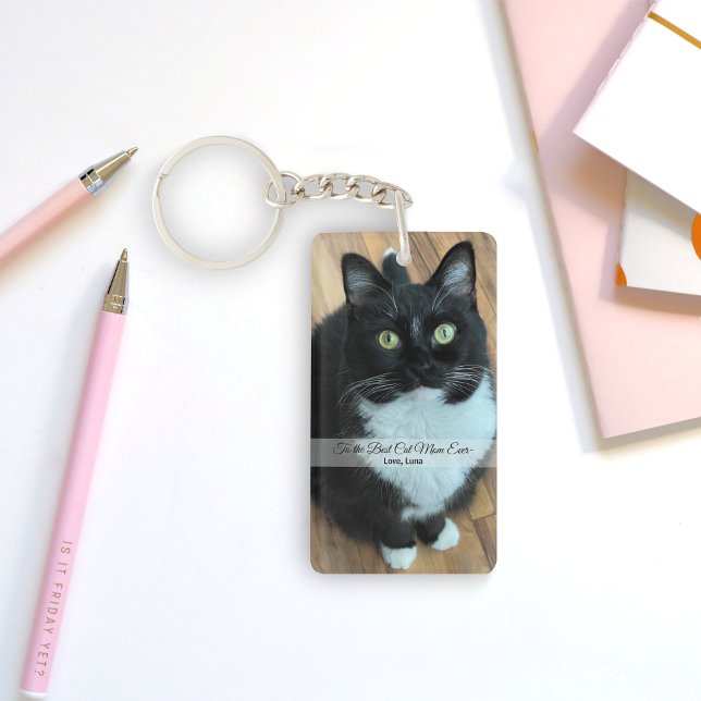 Best Cat Mom Ever Custom Photo & Text Keychain (Creator Uploaded)