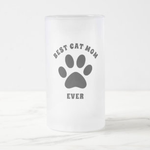 Best Cat Mom Ever Custom Text Personalized Frosted Glass Beer Mug