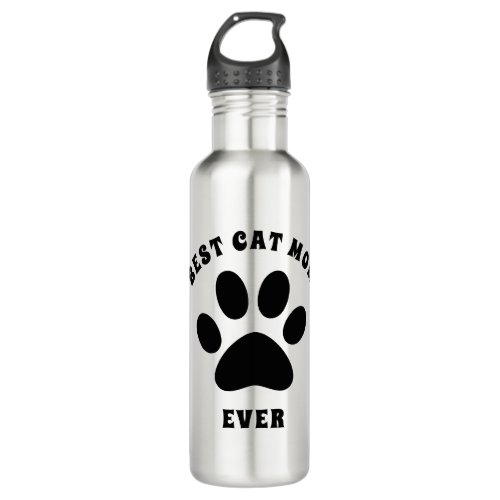 Best Cat Mom Ever Custom Text Personalized Stainless Steel Water Bottle