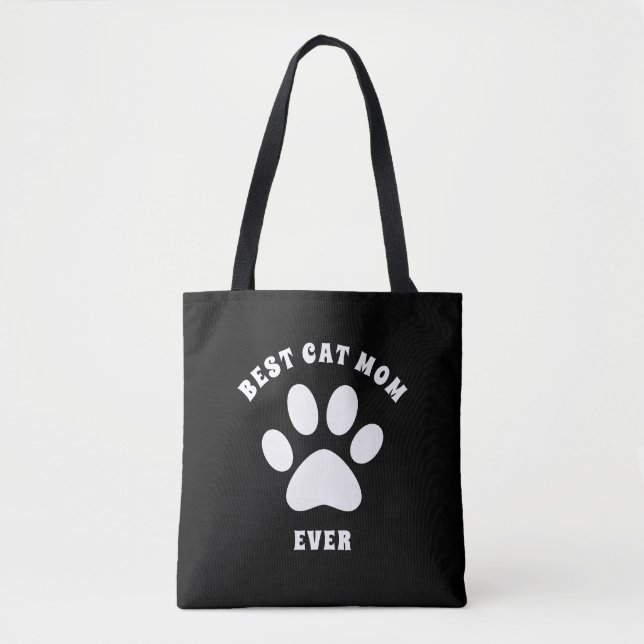Best Cat Mom Ever Custom Text Personalized Tote Bag (Front)