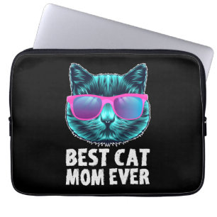 Best Cat Mom Ever Cute Funny Glasses Laptop Sleeve