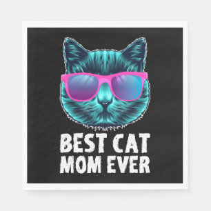 Best Cat Mom Ever Cute Funny Glasses Napkins