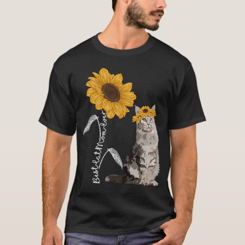 Best Cat Mom Ever Cute Kitty Kitten Sunflower T_Shirt