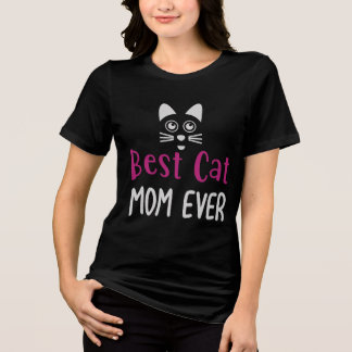 Best Cat Mom Ever - Cute Minimalist Cat Lover Gift Tri-Blend Shirt