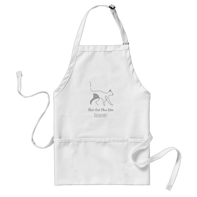 Best Cat Mom Ever Elegant Timeless Personalised Adult Apron (Front)
