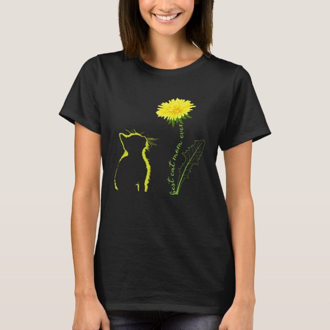 Best Cat Mom Ever Flower Cat Mom Dandelion Mother  T-Shirt (Front)