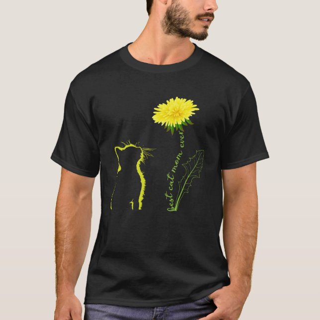Best Cat Mom Ever Flower Cat Mom Dandelion Mother  T-Shirt (Front)