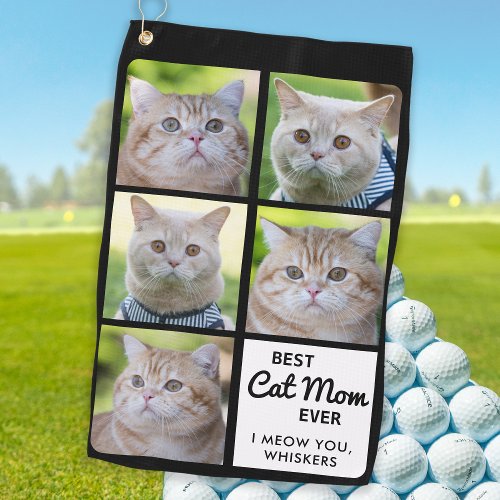 Best CAT MOM Ever _ Golfer _ Personalized 5 Photo Golf Towel