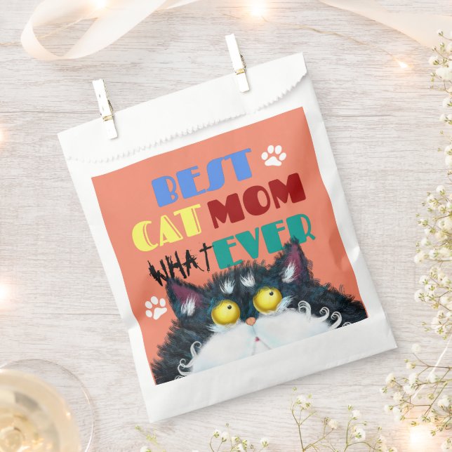 Best Cat Mom Ever grumpy cat funny text cartoon  Favor Bag (Clipped)