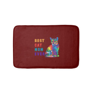 Best Cat Mom Ever Happy Colorful Cat Lover Bath Mat