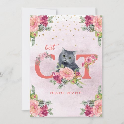 Best Cat Mom Ever Kitten Illustration Mother Day  Holiday Card
