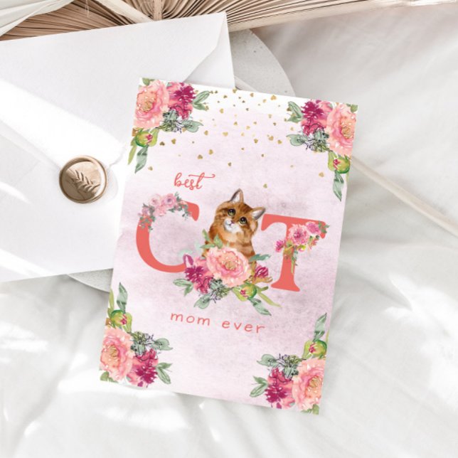 Best Cat Mom Ever Kitten Illustration Mother Day  Holiday Card (Creator Uploaded)