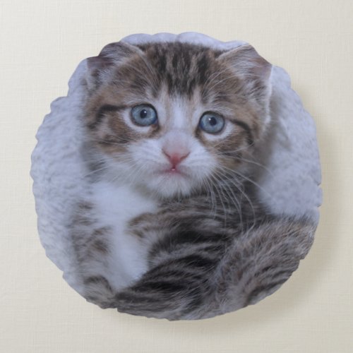 Best Cat Mom Ever Kitten Photo Round Pillow
