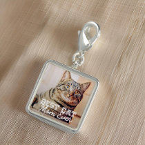 Best Cat Mom Ever Modern Custom Pet Photo Charm