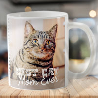 Best Cat Mom Ever Modern Custom Photo and Cat Name