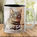 Best Cat Mom Ever Modern Custom Photo and Cat Name Two-Tone Coffee Mug<br><div class="desc">This simple and classic design is composed of serif typography and add a custom photo</div>