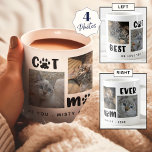 BEST CAT MOM EVER Photo Collage Personalized Coffee Mug<br><div class="desc">Modern BEST CAT MOM EVER coffee mug featuring a photo collage of 4 pictures and cat pawprint typography and personalized with your custom message. ASSISTANCE: For help with design modification or personalization, color change, resizing or transferring the design, contact the designer BEFORE ORDERING via the Zazzle Chat MESSAGE tab or...</div>