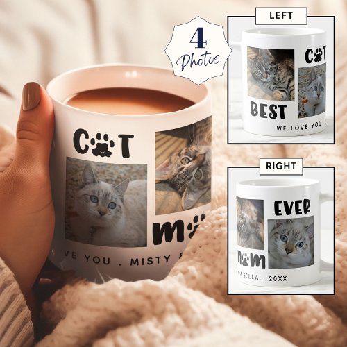 BEST CAT MOM EVER Photo Collage Personalized Coffee Mug