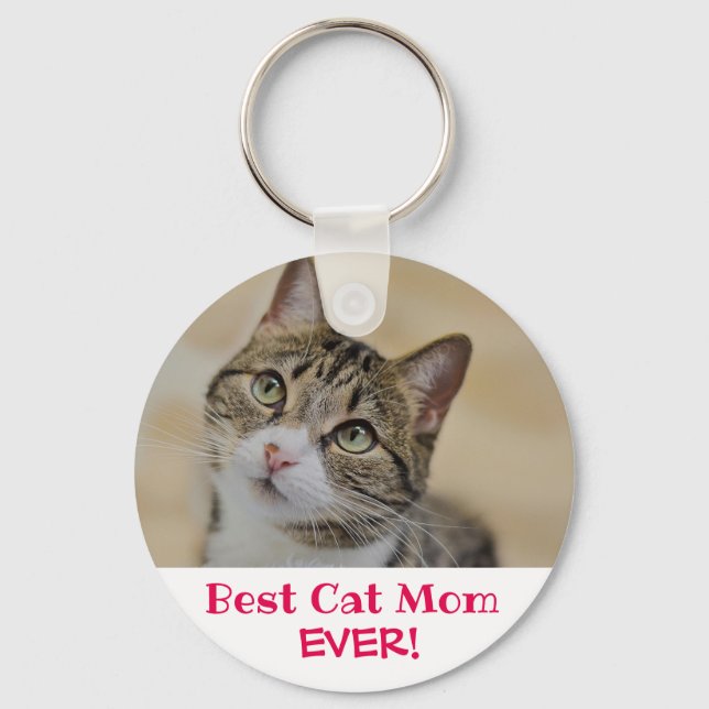 Best Cat Mom Ever Photo Keychain (Front)