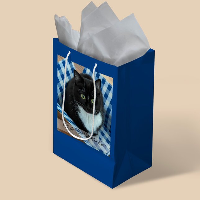 Best Cat Mom Ever Photo Medium Gift Bag (Creator Uploaded)