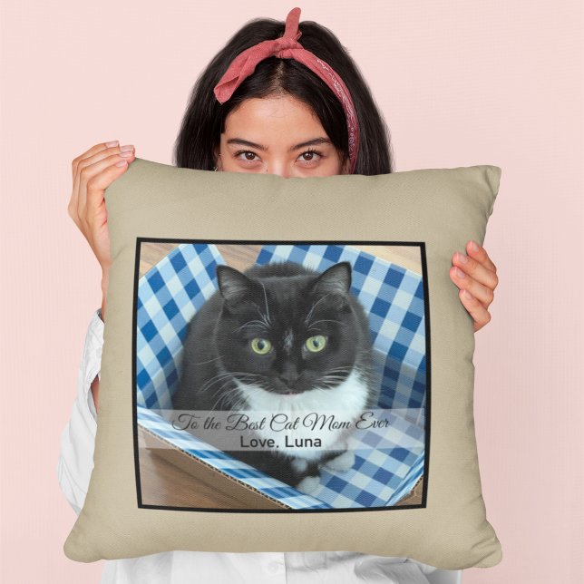 Best Cat Mom Ever Photo Throw Pillow (Creator Uploaded)