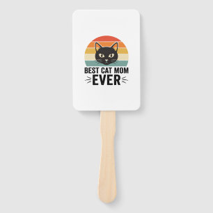 Best Cat Mom Ever Retro Cat Face Vintage Design_1 Hand Fan