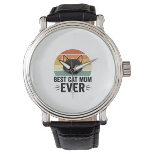 Best Cat Mom Ever Retro Cat Face Vintage Design_1 Watch