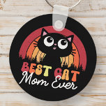 Best Cat Mom Ever Retro Vintage Rainbow Forest Keychain<br><div class="desc">This simple and vintage design is composed of serif typography.</div>