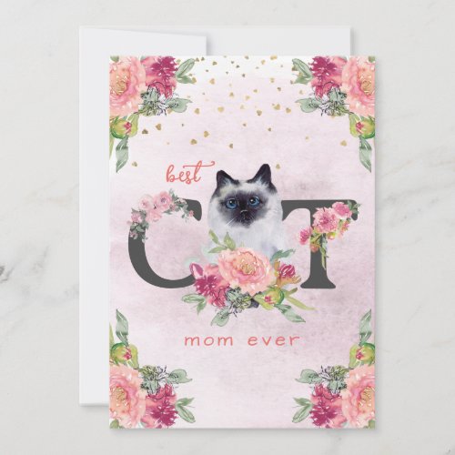 Best Cat Mom Ever Siamese Kitten Mother Day Holiday Card