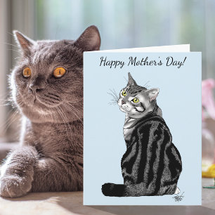Best Cat Mom Ever Silver Tabby Mother's Day Card