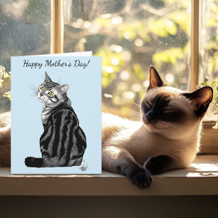 Best Cat Mom Ever Silver Tabby Mother's Day Card